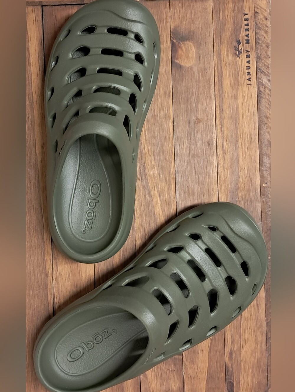 Oboz Whakata Coast Recovery Clogs Unisex Olive Green Camp Slide Mules Size 8 - Picture 2 of 10
